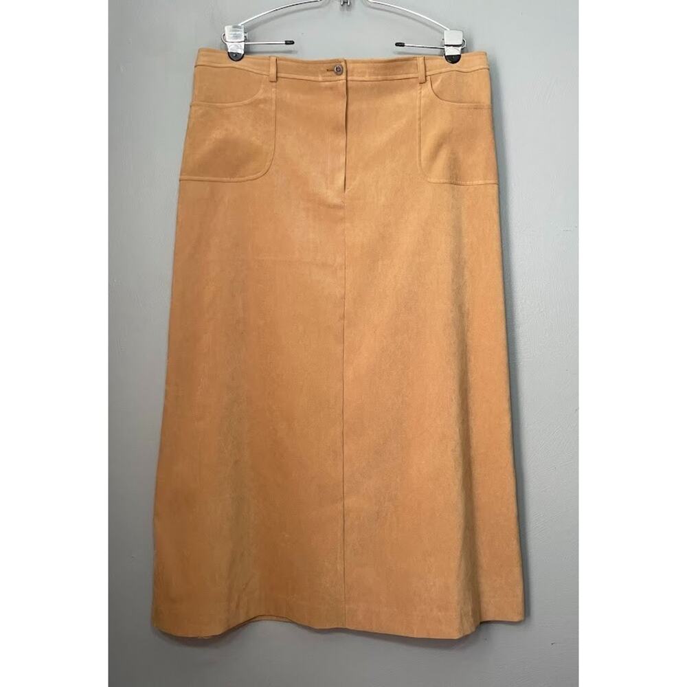 Cheryl Tiegs Skirt Plus Size 1X Neutral Tan Boho Faux Suede Minimalist Western